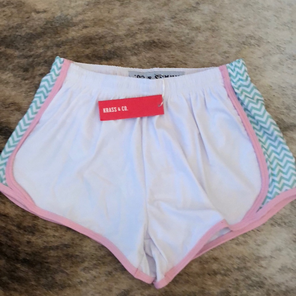 Krass & Co White with Chevron Running Shorts